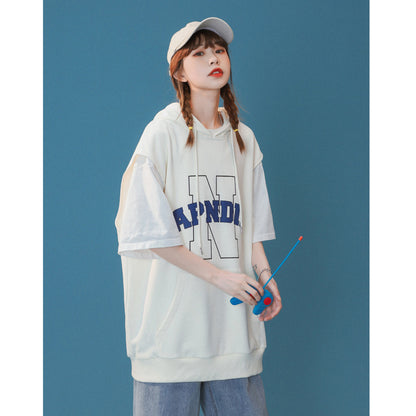 Women's Vest Loose Outer Wear Summer Retro Short-sleeved Design Sense Niche Cotton Basketball Uniform Top