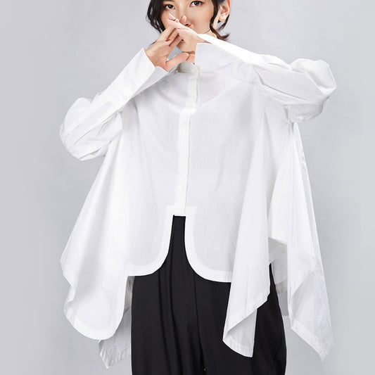 Spring Women's  Design Sense Irregular Loose Long Sleeve Shirts