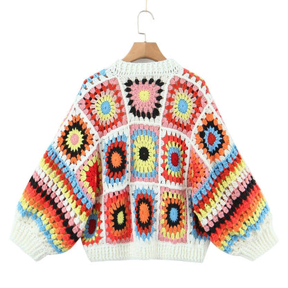 Jacquard Knitted Design Hand-woven Sweater Cardigan Coat