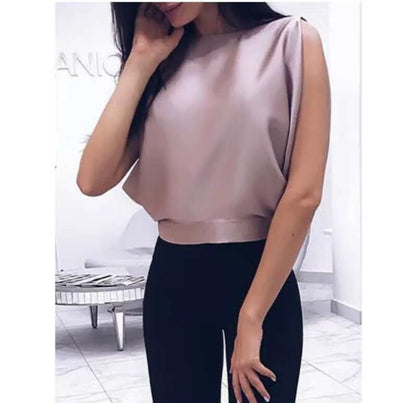 European And American Sexy Backless Tie Back Satin Top Sleeveless