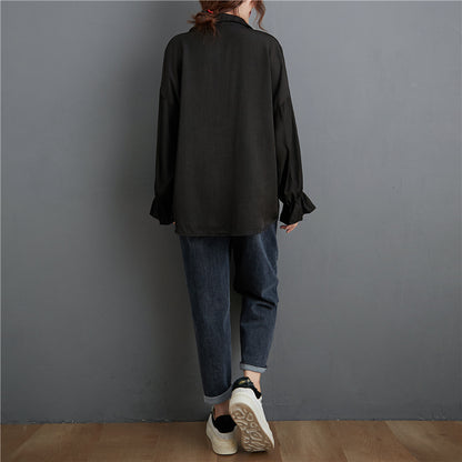 Women's Fat Mm Simple And Loose Slim Long Sleeves