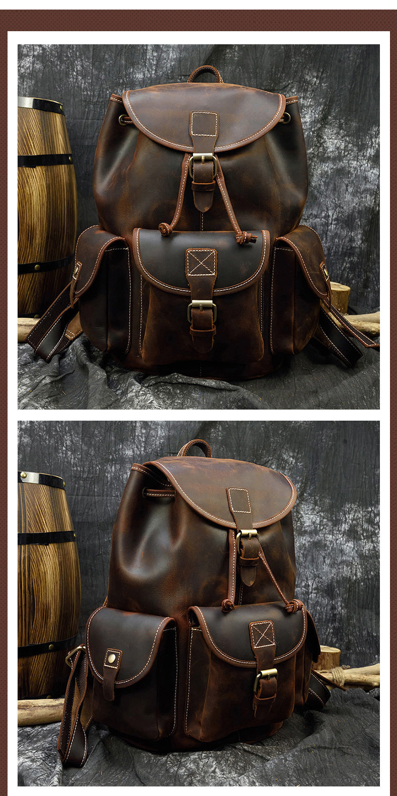 Retro Men's Cowhide Casual Backpack