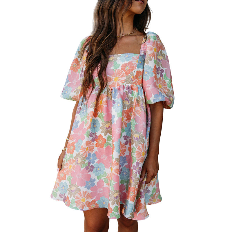 Robe d'été à imprimé Floral, dos nu, manches courtes, pour femmes, nouvelle collection