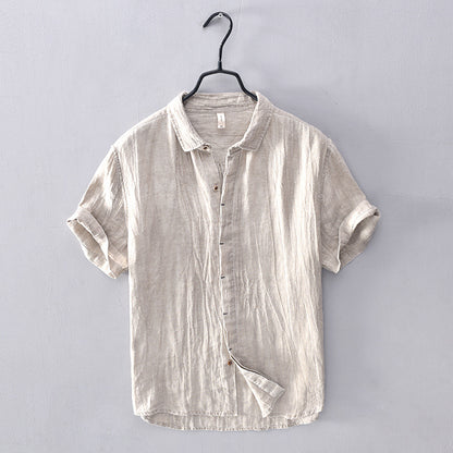 Men's Chinoiserie Vintage Pleated Linen Shirt