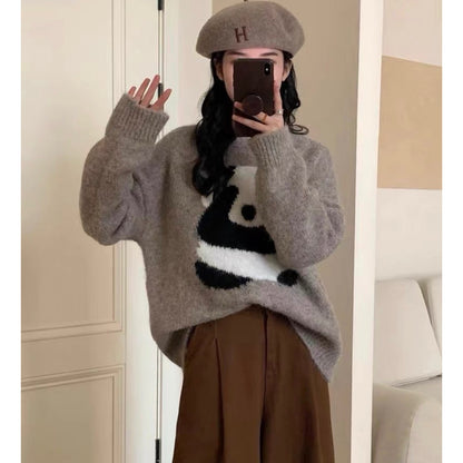 Cute Panda Lazy Sweater Female