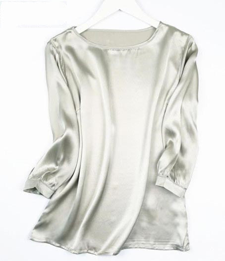 Chemise en satin brillant avec perles de soie et ver à soie haut de gamme