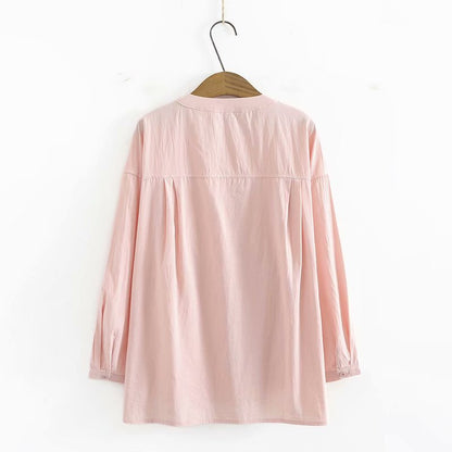 Simple Cotton Waist Round Neck Shirt