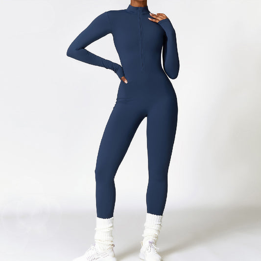 Winter Fleece-lined Yoga Jumpsuit Long Sleeve Warm