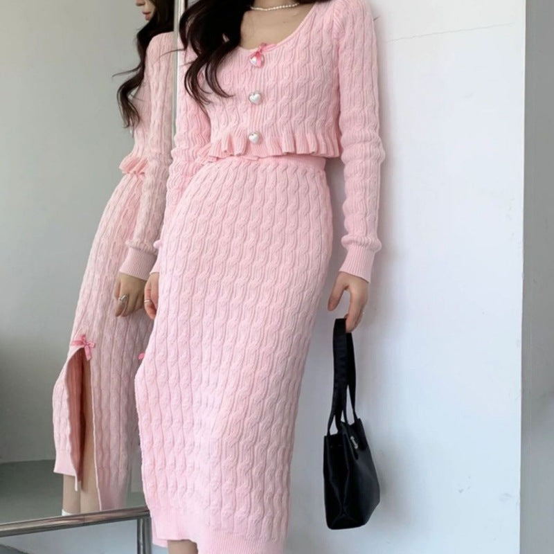 Long Skirt Two-piece Suit New Knitwear Sweater For Women