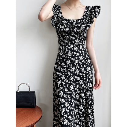 Fashion Personality Ruffled Floral Dress Women