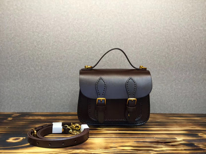 Vintage Tree Cream Leather Portable Messenger Bag