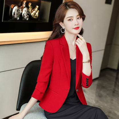 Korean Style Casual Slim Fit Waist-tight Spring And Autumn Black Small Business Suit