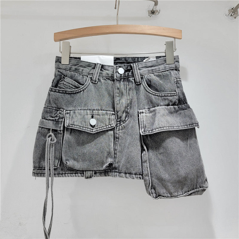 Fashion Irregular Workwear Denim Skirt Women