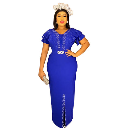 Beaded Rhinestone Plus Size Women's Dress