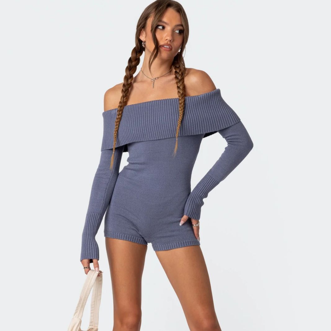 Slim Fit Slimming Long Sleeves Off-the-shoulder Jumpsuit