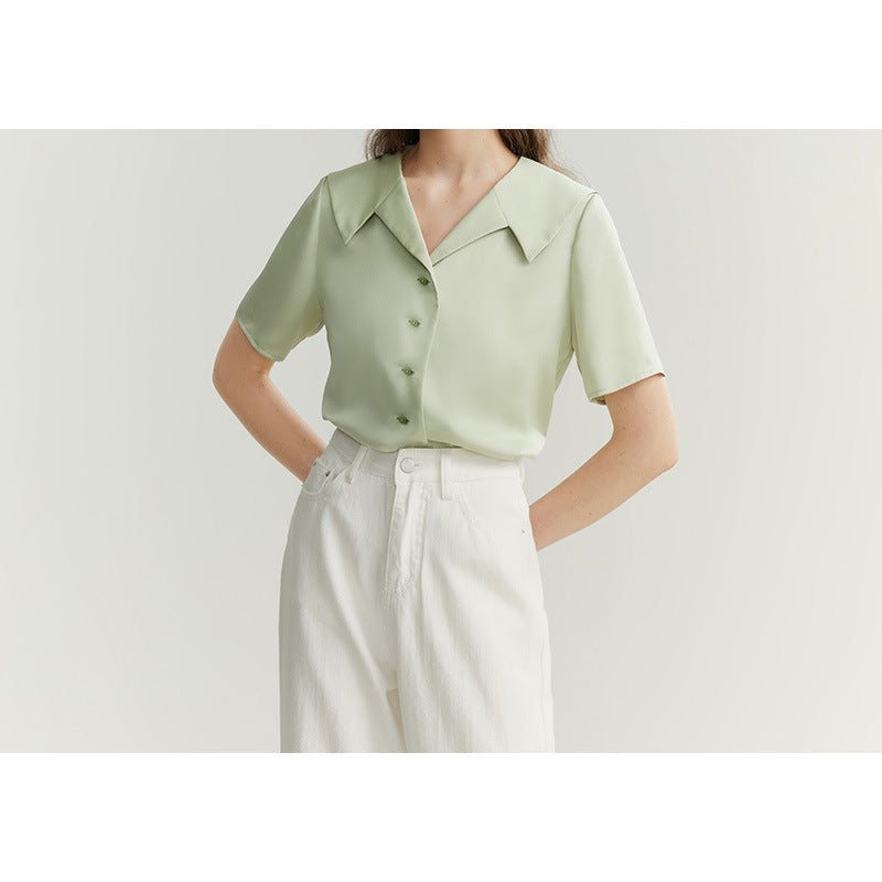 Women's Satin Chiffon Short-sleeved Shirt