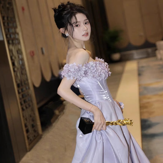 Purple Evening Dress Women's Banquet Graduation Adult Toast Dress