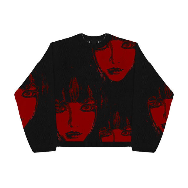 Brand Round Neck Anime Loose Sweater Couple Dark Series