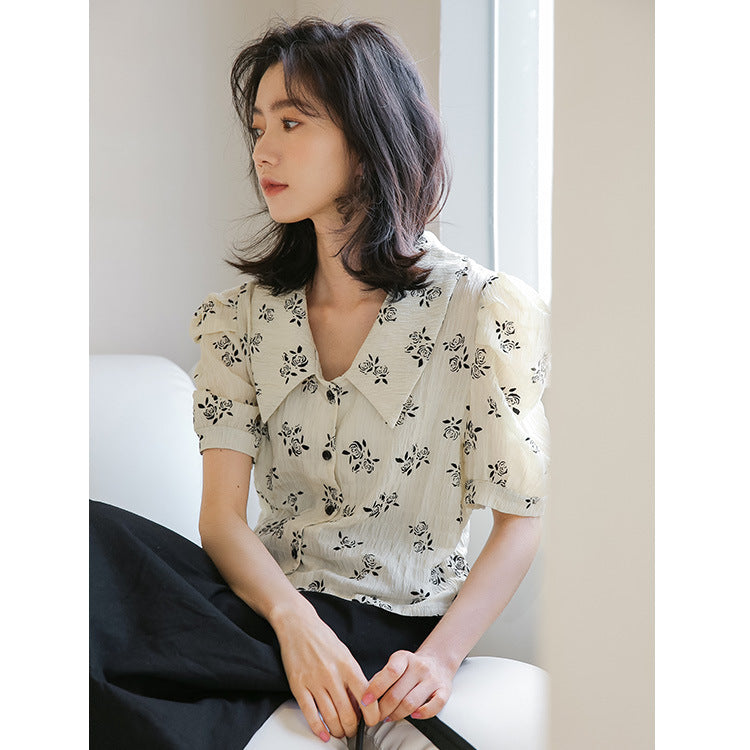 Women's Vintage Design Lapel Collar Shirt