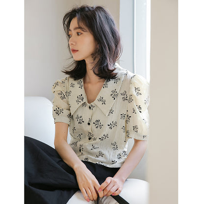 Women's Vintage Design Lapel Collar Shirt