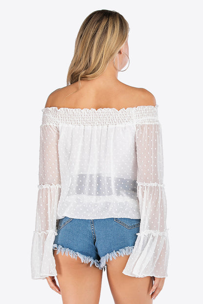 Swiss Dot Off-Shoulder Blouse