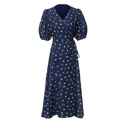 Platycodon Grandiflorum Retro Gentle Blue Floral Dress