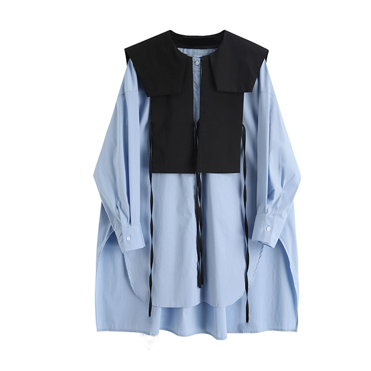 Western Style Flying Collar Mid-length Shirt Female Korean Version Loose Long-sleeved Shirt