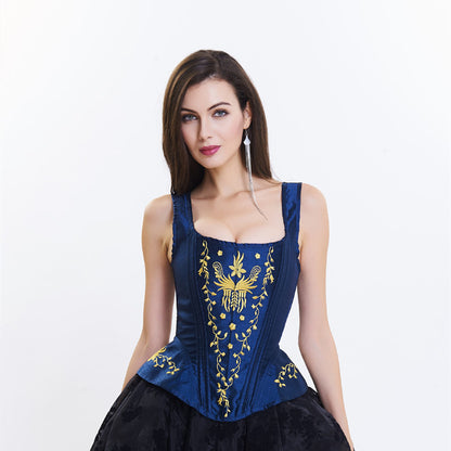 High-end Embroidery Chinese Style Plastic Top With Double Shoulder Straps To Close The Waist