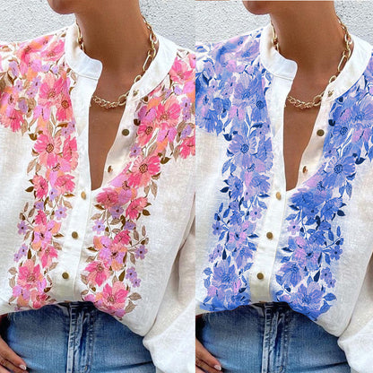 Women's Fashion Loose-fitting Long Sleeves Printed Shirt