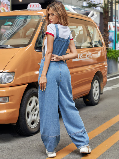 Women's Denim Casual Temperament Loose Jumpsuit In One Piece