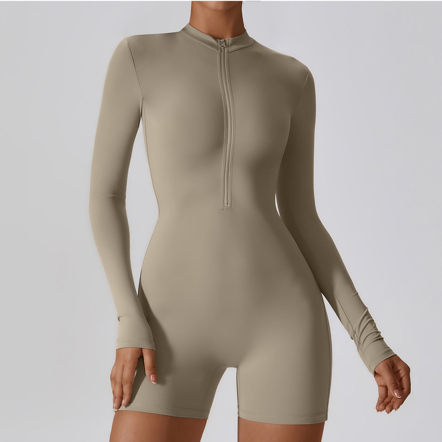 Long-sleeve Zipper One-piece Dance Fitness