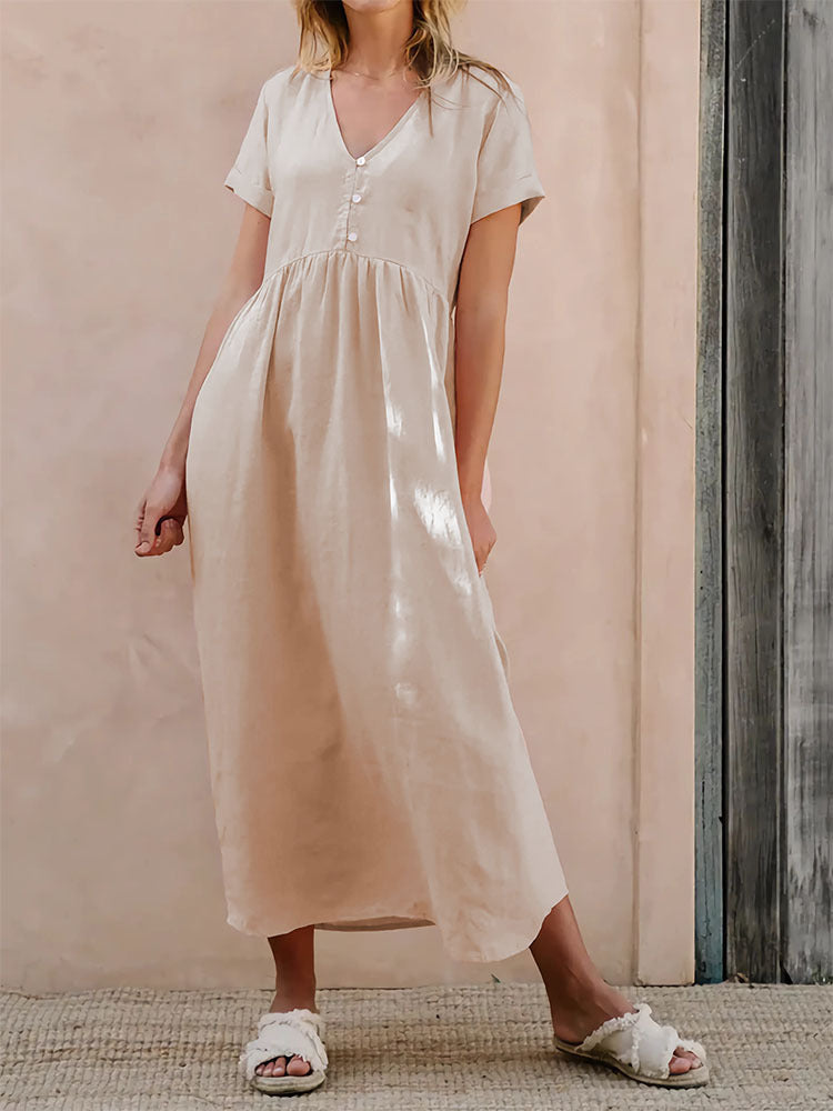 Summer Women's Solid Color Elegant Loose Dress