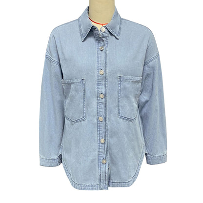 European And American Long Sleeve Denim Coat Loose Shirt