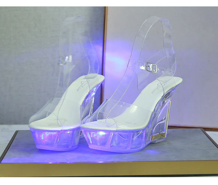 Sandalias luminosas con parte inferior de cristal de moda para mujer