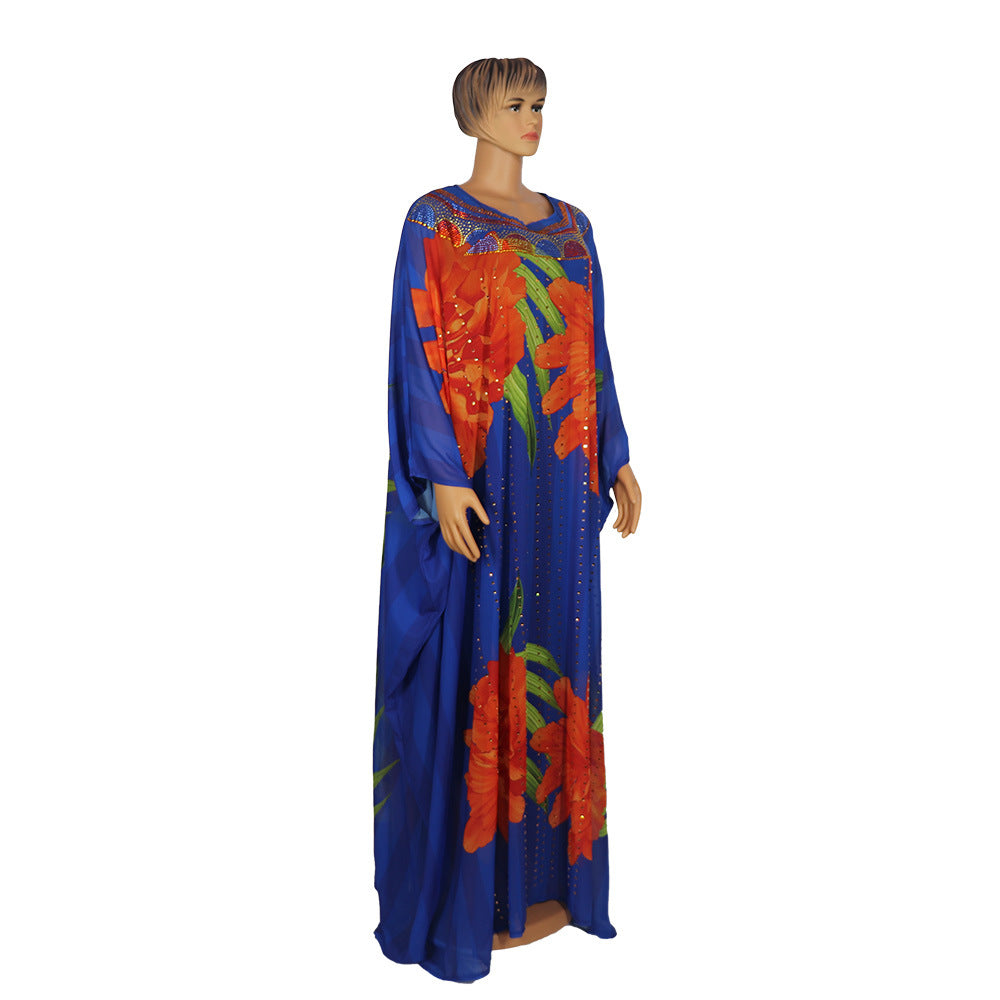 Robe en mousseline de soie perlée de qualité, broderie lourde, perçage à chaud avec jupe intérieure, ensemble deux pièces