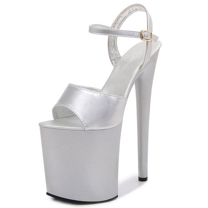 Patent Leather 20cm Extra High Heels Stiletto Peep-toe Platform Platform Super High Sandals