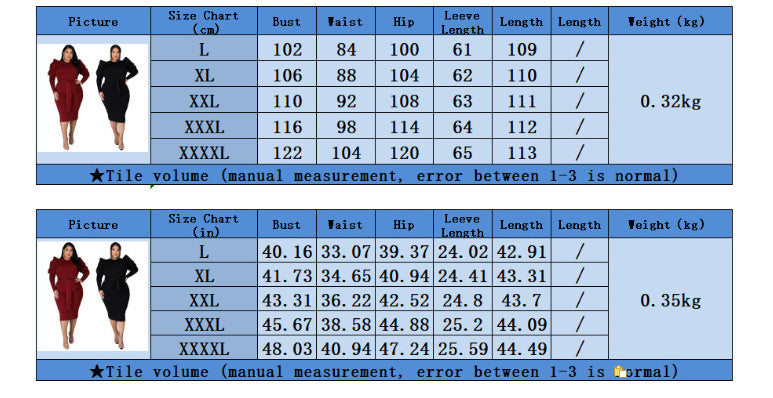 Vestido de talla grande ajustado con cinturón de manga larga para mujer