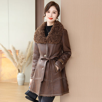 Female Winter Mid-length Coat Mink Velvet Coat