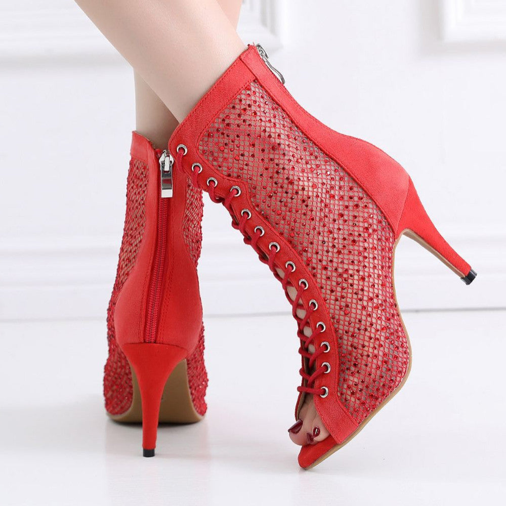 Tacones altos de baile latino de verano Red Hollow