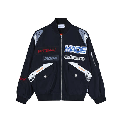 Men's And Women's Autumn And Winter High Street Retro Short Racing Suit Baseball Jacket