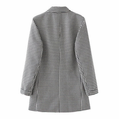 Blazer croisé à carreaux rétro de style européen et américain