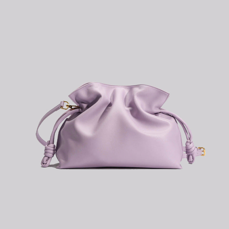 Bolso de mano de piel de vaca plisado de moda para mujer