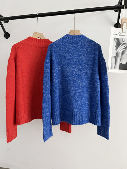 Pull tricoté en laine mélangée, mi-hauteur, col en v, pour femmes, automne et hiver