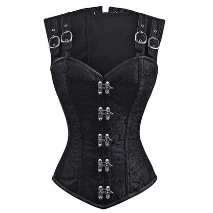 Ladies Gothic Punk Steel Double Button Strap Shaper