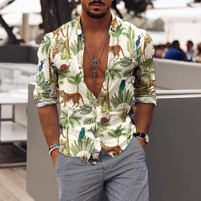 Chemise pour hommes à imprimé floral romantique de vacances