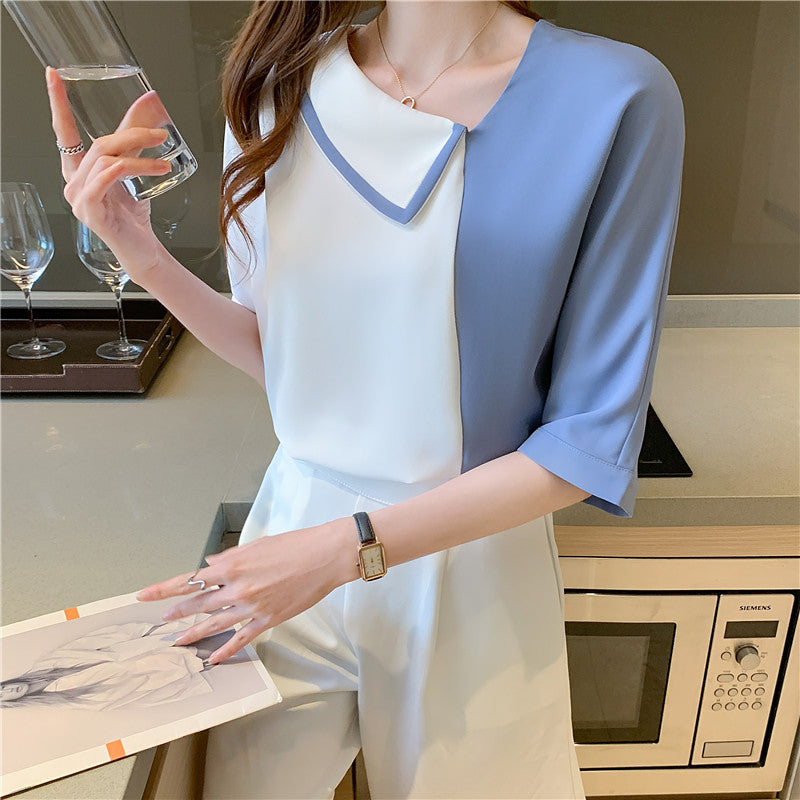 Women's Summer Thin Scheming Slanted Shoulder Shirt