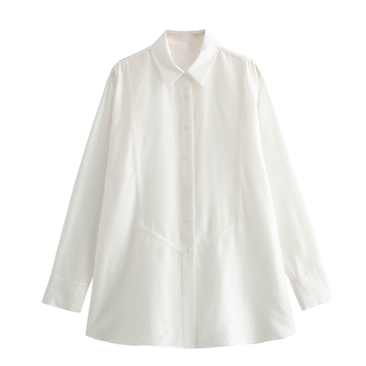 Chemise élégante à effet drapé blanc ample et assortie avec tout pour femme