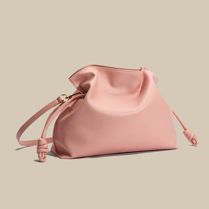 Bolso de mano de piel de vaca plisado de moda para mujer