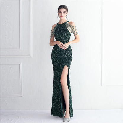 Banquet Temperament Long Backless Evening Gown Dress