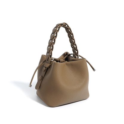 New Top Layer Cowhide Bucket Bag Spring Genuine Leather All-matching